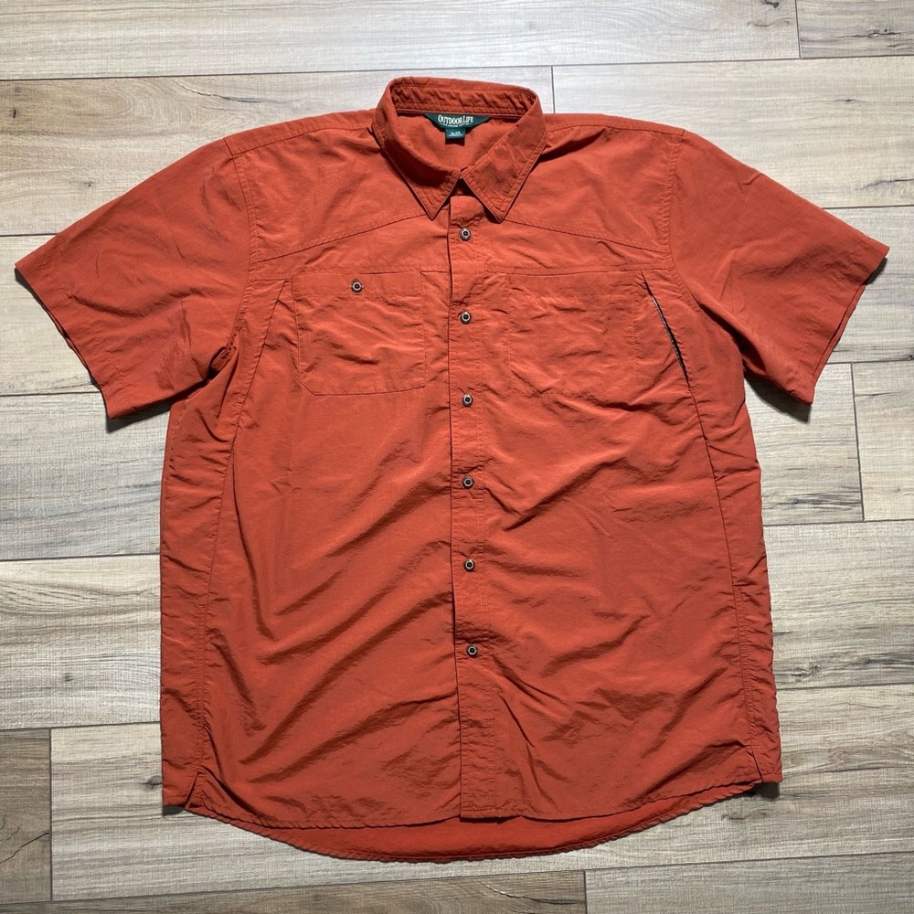 Outdoor Life Mens Vented Fishing Short Sleeve Button Up‎ Shirt Size XL Rust